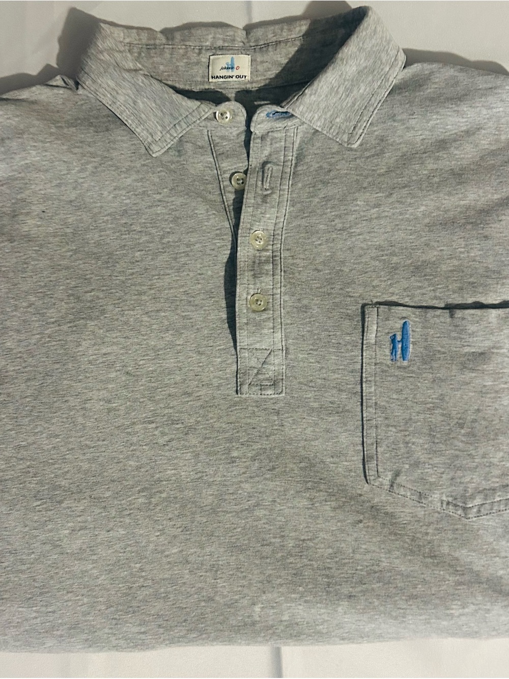 johnnie-O Heather Gray Short-Sleeve Polo with Pocket